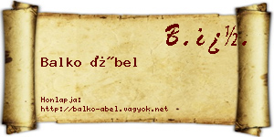Balko Ábel névjegykártya