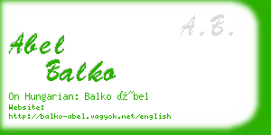 abel balko business card